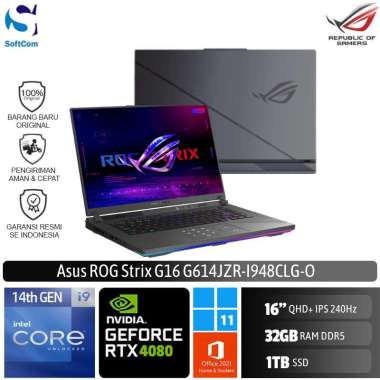 Asus ROG Strix G16 G614JZR I948CLG Laptop Gaming [Core i9 14900HX/32GB/1TB SSD/RTX4080 12GB/16"QHD+/Win 11 Home + OHS 2021]