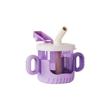 OEM SK-C1053 Gelas Minum Anak Baby Training Cup 300ML Motif Buaya dengan Pegangan dan Sedotan Siliko