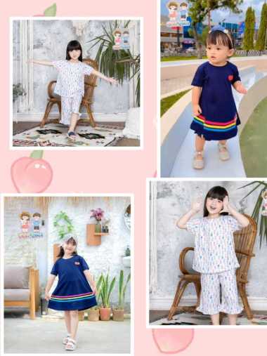 Baju Rumahan Anak Daster Bahan kaos Setelan atasdan celana CC08/atasan celana L