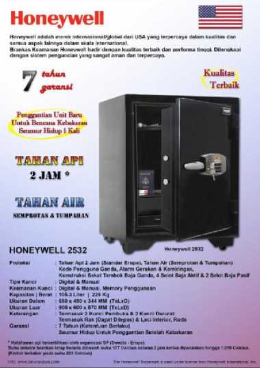 Brankas HONEYWELL 2532 Brangkas Baja Tahan Api - Kunci Digital - Alarm