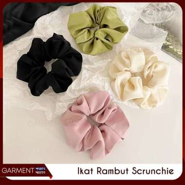 Ikat Rambut Scrunchie Gaya Korea Kain Satin Halus Hairband Gelang Kunciran Cepol Jilbab Lingkar Besa