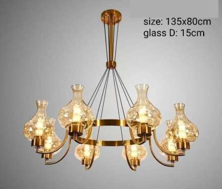 FL 1436 LAMPU GANTUNG KLASIK MODERN 8 LAMPU DEKORASI HIAS RUANG TAMU