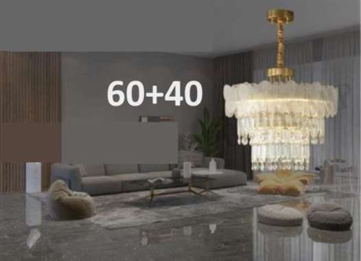 FL 1823 LAMPU GANTUNG KRISTAL KLASIK MODERN 3 UKURAN 2 SUSUN MEWAH 60+40