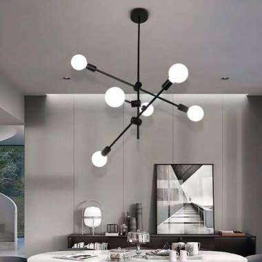 FL 218 LAMPU GANTUNG GOLD TANGKAI VINTAGE MODERN MINIMALIS Hitam