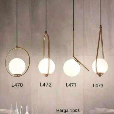 L472 LAMPU GANTUNG GOLD MODERN OVAL BOLA SUSU MEWAH MINIMALIS MODERN