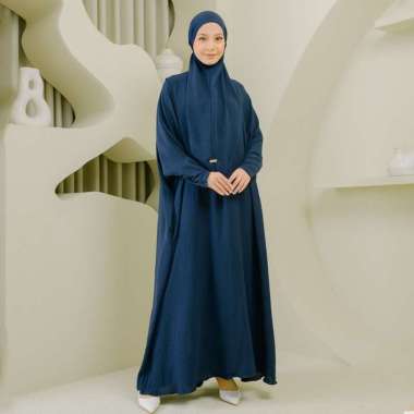Hafsha Abaya Set (Gamis Umroh Abaya Set Kerudung) Navy