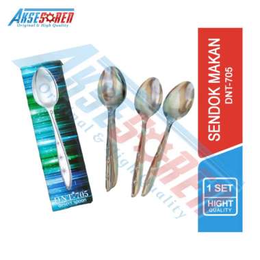 Aksesoren Sendok Makan Stainless Murah / Spoon 1 Lusin / Alat Makan 12 Pcs / Sendok Motif DNT-705