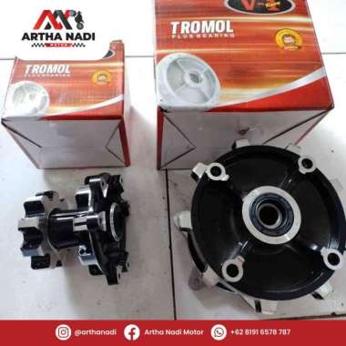 Tromol CRF Set Depan Belakang Hole 36 Hitam Silver Two Tone