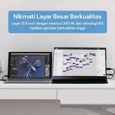 JASUPER Portable Monitor UHD 15.6 Inch 4K IPS 60Hz AMD FreeSync SJD1505 Standar Lama Tengah Gaming M