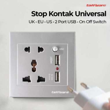 Stop Kontak Universal UK EU US 2 Port USB On Off Switch LC-19 T Colokan Listrik Staker Gepeng Seteke