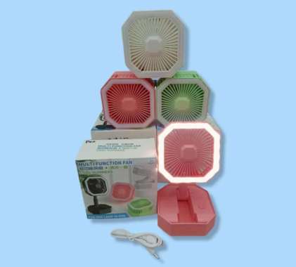 Kipas Angin Kotak Lipat Mini Portable LED Fan Lampu Belajar Emergency
