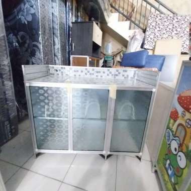 Rak Kompor + Rak Piring 3 Pintu Aluminium, Keramik, dan Kaca