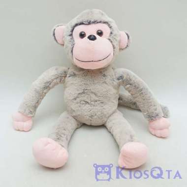 boneka monyet lucu monkey tangan kaki panjang abu abu muda medium
