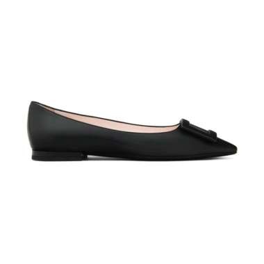 Roger Vivier Gommettine Black Buckle Ballet Shoes Black 39 White