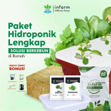 Infarm Paket Hidroponik Set Lengkap Starter Kit Benih Sayur Rockwool A Surabaya