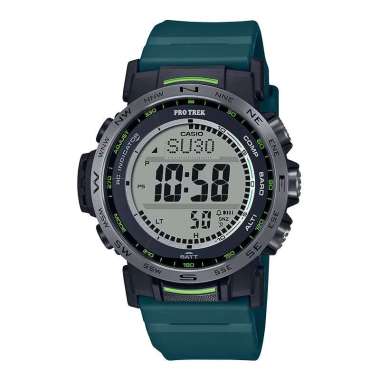 Jam Tangan Pria Casio Pro Trek PRW-35Y-3DR Climber Line Tough Solar Digital Dial Green Resin Band