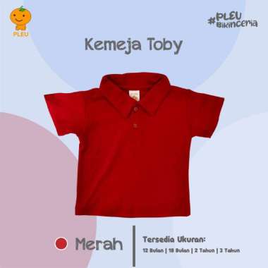 PLEU Kemeja Toby | Kemeja Anak Laki Laki Usia 1-3 Tahun 3 tahun Merah