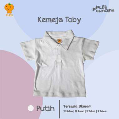 PLEU Kemeja Toby | Kemeja Anak Laki Laki Usia 1-3 Tahun 12 bulan Putih