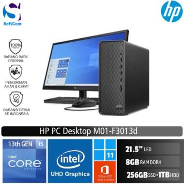 HP PC Desktop M01 F3013d Desktop PC [i5 13400/8GB/256GB SSD+1TB HDD/21.5"/Win 11 Home + OHS 2021]