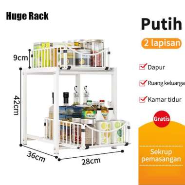 RM Rak Kabinet Dapur Rak Dapur Bawah Wastafel 28*36*42cm:Putih