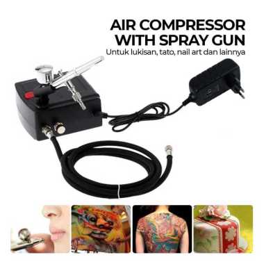 KMOON Air Compressor Tatto Nail Art 35 PSI with Dual Action Airbrush