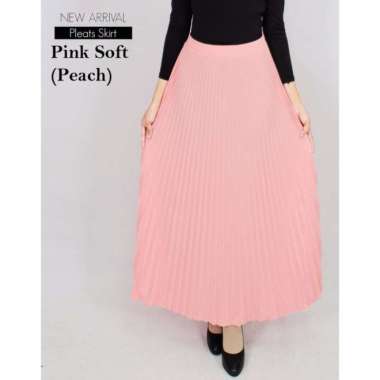 Rok Plisket Wanita – Rok Pleated Flare Skirt Bahan Premium - Grey silver PINK SOFT