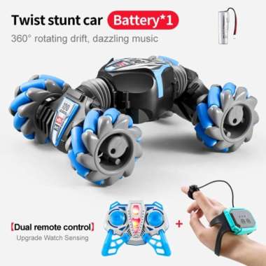 MAINAN ANAK LAKI-LAKI RC GESTURE SENSING STUNT CAR RC GERAKAN SENSOR Biru
