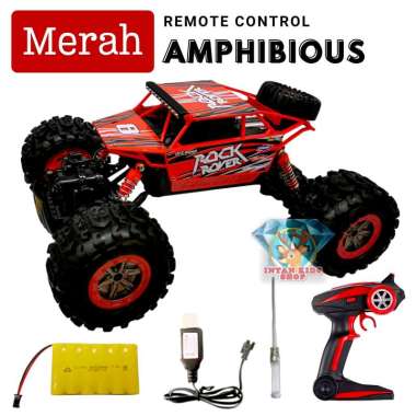 MAINAN ANAK REMOTE CONTROL RC ROCK ROVER AMPHIBIOUS 1:12 JEEP OFF ROAD ANTI AIR 2.4 GHZ C1201W Kemas