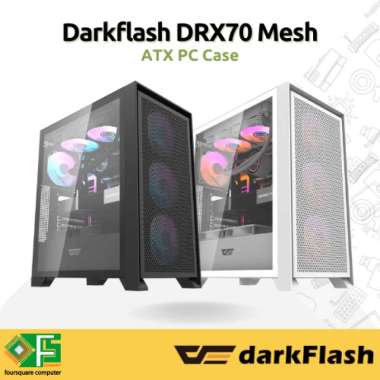 Darkflash DRX70 Mesh Black & White | Casing PC ATX | CPU PC Case Gaming Putih