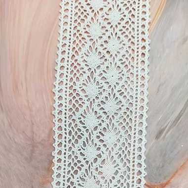 Renda Rajut Katun Lebar 7cm METERAN Putih