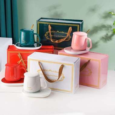 Mug Alat Pemanas /Gelas set keramik lengkap dengan alat pemanas cangkir set keramik untuk hadiah kad
