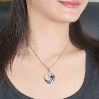 Liontin Wanita Perak Bali Asli 925 Kerang Paua Abalone Ombak Waveo