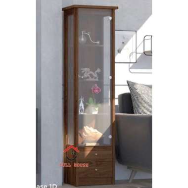 Lemari hias kaca rak tas tempat penyimpanan parfum pajangan mainan Cokelat
