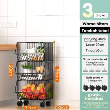 JP Rak Troli Susun Besi Rak Lantai Beroda Rak 3L-31*30*65cm+Roda