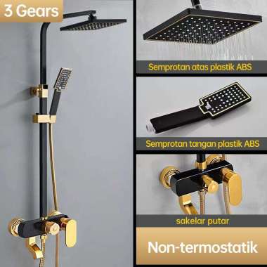 JP 4 in 1Shower Set Shower Set Kamar Mandi K 3 gears+Emas Hitam