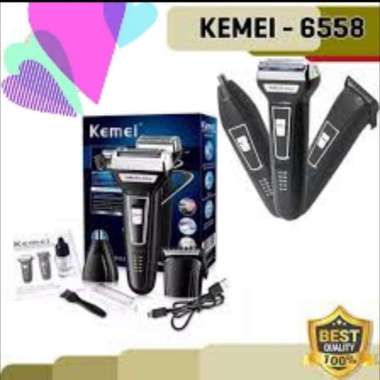 Clipper KEMEI KM-6558 KM6558 Mesin Cukur Alat Cukur Rambut Kumis Jenggot / Shaver 3 in 1 Grooming