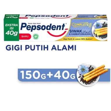 Pepsodent Pasta Gigi Complete 8 Siwak & Habbatussauda 150+40gr