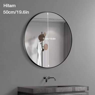 Yup Cermin Gantung Dinding Cermin Bulat Aesthetic Kaca Hitam-50cm