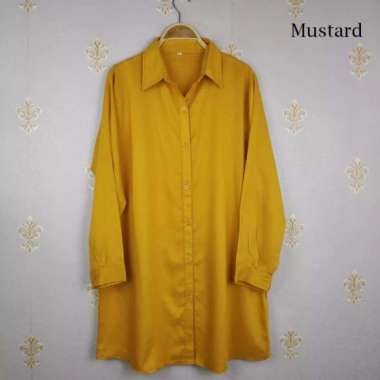 Baju Tunik Wanita Jumbo Fisa Bahan Rayon Adem,Lembut &amp; Serap Keringat - Navy, L XL Kuning Mustard