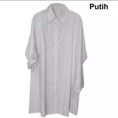 Baju Tunik Wanita Jumbo Fisa Bahan Rayon Adem,Lembut &amp; Serap Keringat - Navy, L XXL Putih