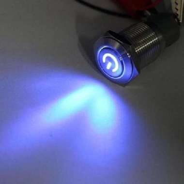 12mm LED BLUE Momentary Saklar Stainless Steel Waterproof