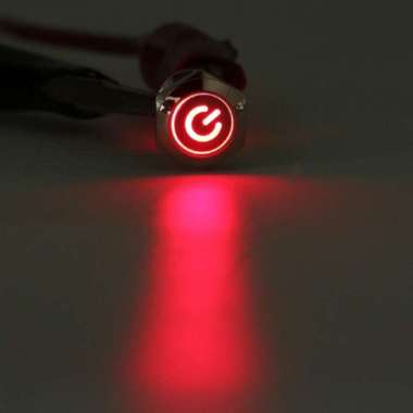 12mm LED RED Momentary Saklar Stainless Steel Waterproof