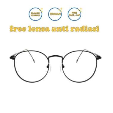 zonakacamata - Round Vintage 8213 Black - Frame Kacamata -Pria/Wanita - Minus/Plus/Silinder