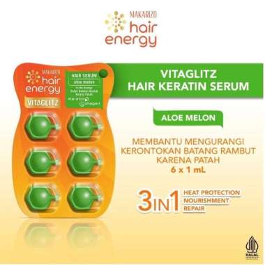 Makarizo Vitaglitz isi 6pcs / Makarizo Hair Energy Vitaglitz Hair Serum / Hair Keratin Aloe Melon