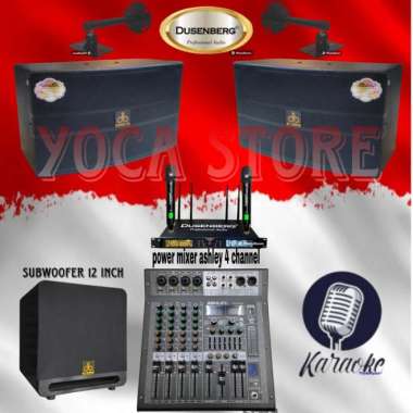 PAKET KARAOKE DUSENBERG 10 INCH POWER MIXER ASHLEY 4 CHANNEL 2 MIC WIRELESS
