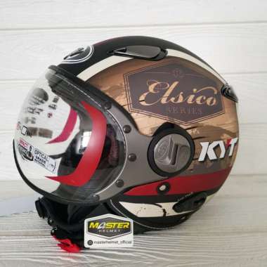 HELM RETRO KYT ELSICO #4 BLACK DOFF CREAM GLOSSY HELM HALF FACE XL