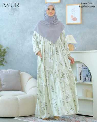 atelier angel Gamis rayon Premium Luna | ayuri | all size fit xxxl | LD 100 LD 125cm |ditsy fenuza a