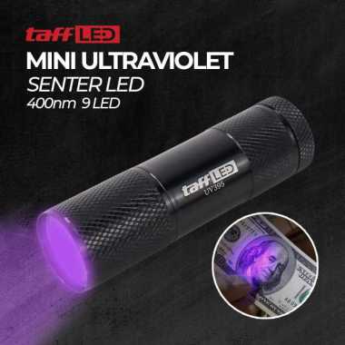 TaffLED Senter LED Mini Ultraviolet UV 400nm 9 LED - UV-395 Hitam