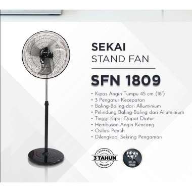 Stand Fan 18 inci Sekai Sfn 1809 Kipas Angin Besi / Kipas Berdiri 18inch Sekai Sfn1809