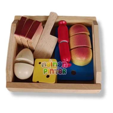 Mainan Edukasi Roti Potong Kayu Warna